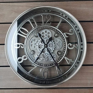 Large Moving Gears Wall Clock – 21 Inch Analog Art Deco Metal Clock