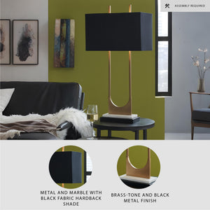 Contemporary Metal Table Lamp with Marble Base