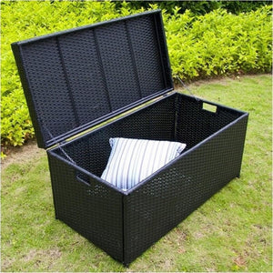 Wicker Rattan Outdoor Storage Deck Box with Steel Frame