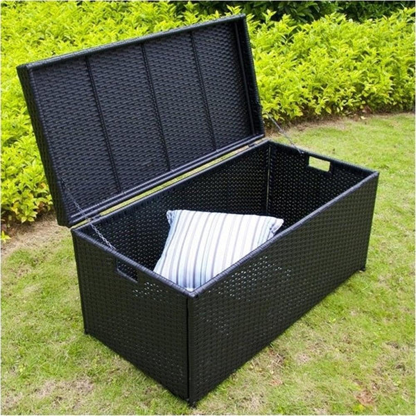 Wicker Rattan Outdoor Storage Deck Box with Steel Frame