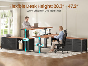 L-Shaped Electric Standing Desk 55" x 55" with 6 Drawers, Storage & Power Outlet