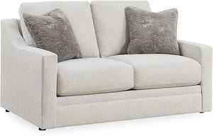 Contemporary Light Gray Loveseat with Accent Pillows