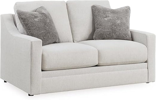 Contemporary Light Gray Loveseat with Accent Pillows