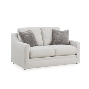 Contemporary Light Gray Loveseat with Accent Pillows