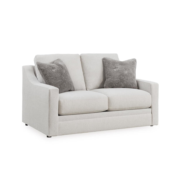 Contemporary Light Gray Loveseat with Accent Pillows