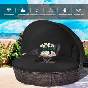 Outdoor Round Daybed with Retractable Canopy