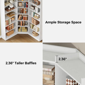 7-Tier Corner Bookshelf with Storage