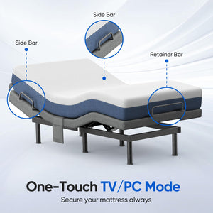 Adjustable Bed Frame with Massage, USB Ports & Wireless Remote – Twin XL / Split King