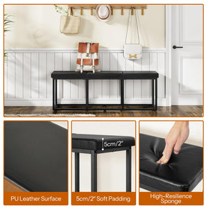 Upholstered Dining Bench with PU Leather Seat
