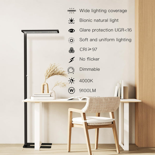 LED Floor Lamp 76" Tall – 120W, 9100LM, 4000K, Dimmable