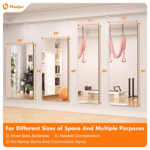 Wall-Mounted Tempered Glass Gym Mirror 55"L x 21"W – Set of 2