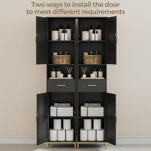 Tall Bathroom Storage Cabinet with Adjustable Shelves and Doors