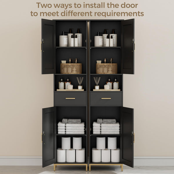 Tall Bathroom Storage Cabinet with Adjustable Shelves and Doors
