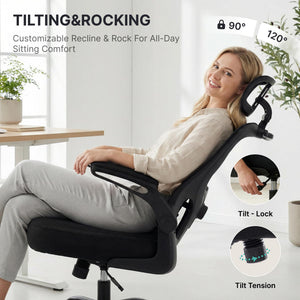 Ergonomic Mesh Office Chair with 3D Headrest & Lumbar Support