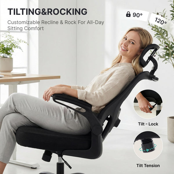 Ergonomic Mesh Office Chair with 3D Headrest & Lumbar Support