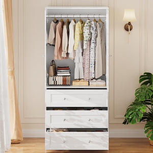Armoire Wardrobe Closet with Mirror & Drawers