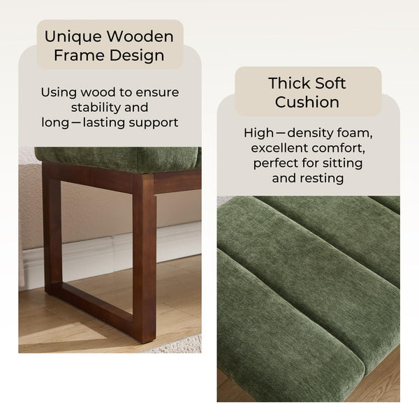 Upholstered Bedroom Bench with Solid Wood Frame
