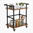 Industrial Pipe Bar Cart with Shelves and Wheels