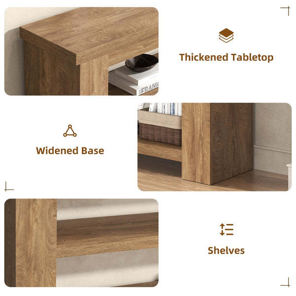 71" Console Table with 2 Shelves and 3-Tier Storage