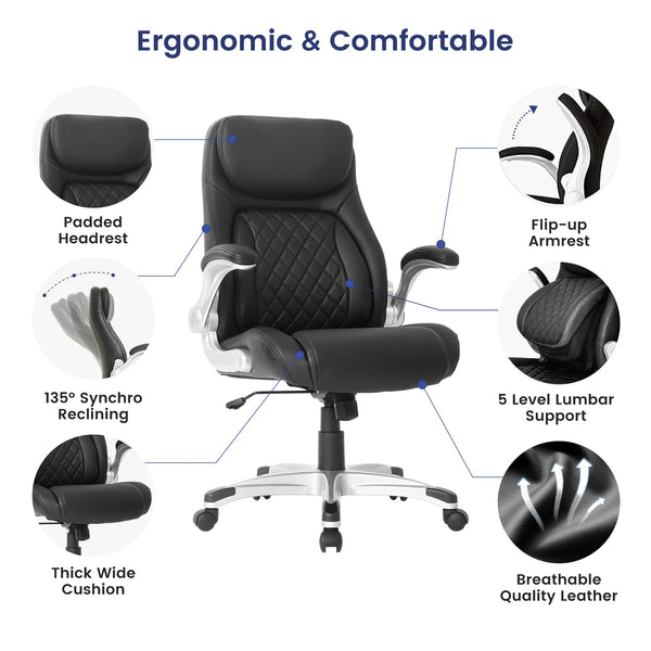 Ergonomic High-Back Leather Office Chair