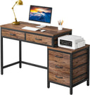 Computer Desk with 5 Drawers and Reversible File Cabinet