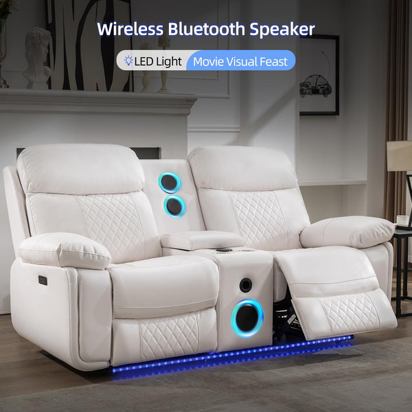 Power Reclining Sofa Set with LED & Speakers