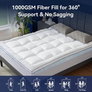 Dual Layer 4 Inch Memory Foam Mattress Topper with Pillow Top