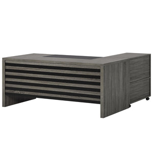 Oval Resin Pedestal Accent Side Table in White & Gray