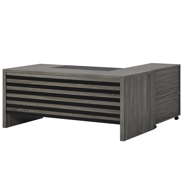 L-Shaped Executive Desk with Mobile File Cabinet