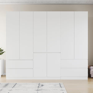 Freestanding Wardrobe Cabinet with Doors & Drawers
