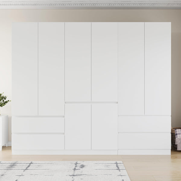 Freestanding Wardrobe Cabinet with Doors & Drawers