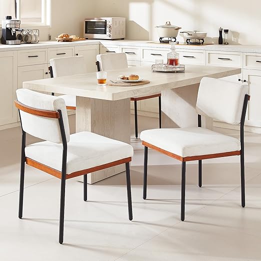 Upholstered Faux Leather Dining Chairs with Metal Legs