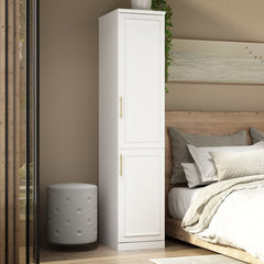 Slim Wardrobe Armoire with 2 Doors, Shelves & Hanging Rod