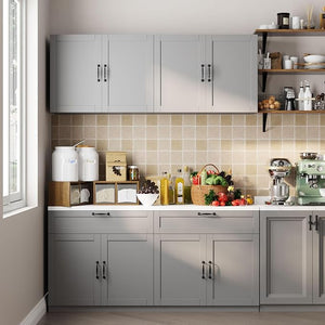 Wall-Mounted Kitchen Pantry Cabinet with Countertop, Drawers & Doors