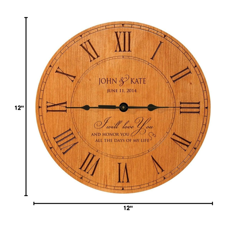 Personalized Wooden Wedding Anniversary Clock