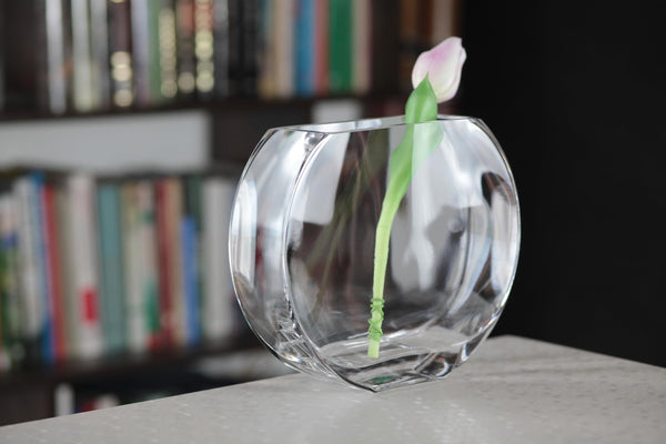 Clear Round Glass Vase 9.25" – Heavy Durable European Crystal