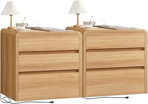 55-Inch 6-Drawer Dresser – Natural Wood Finish