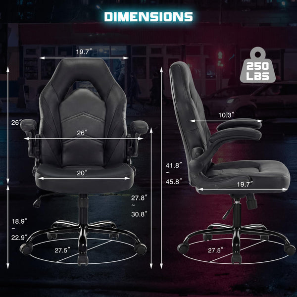 Ergonomic Gaming Chair with Lumbar Support and Flip-Up Armrest