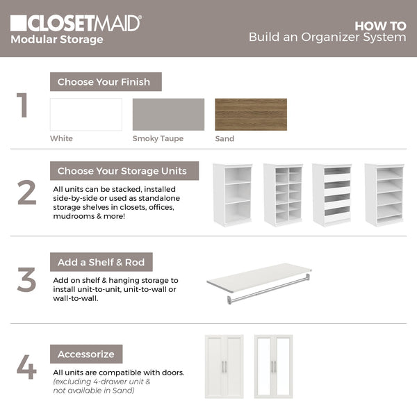 Modular Storage Shelf Unit with 3 Adjustable Shelves