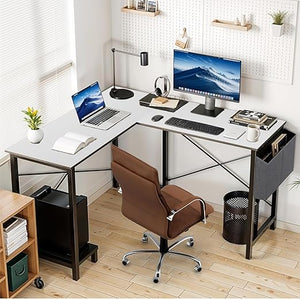 L-Shaped Gaming & Home Office Desk with CPU Stand and Side Storage Bag