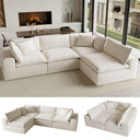 130" L-Shaped Modular Sectional Sofa – Deep Seat, Sleeper, White