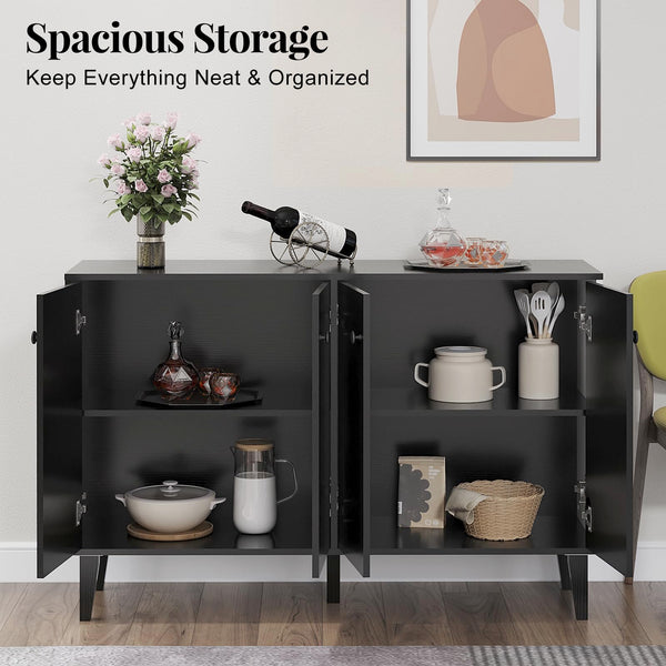 4-Door Wood Sideboard Buffet Cabinet