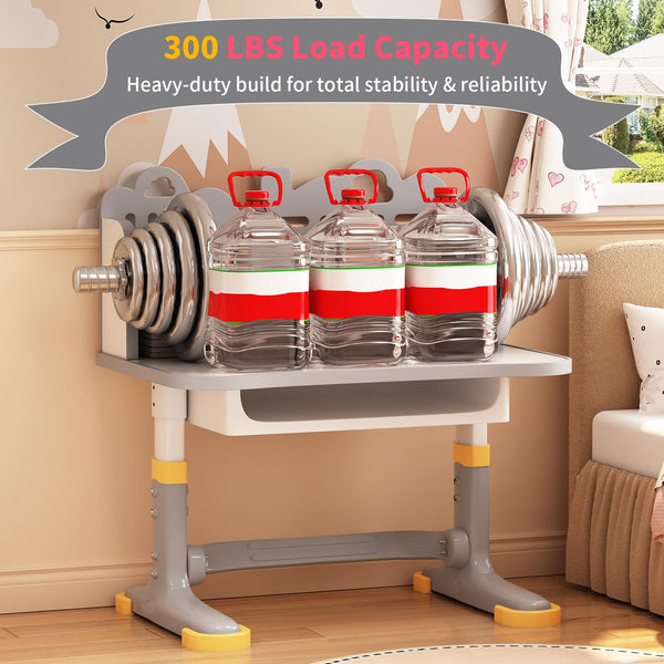 Height Adjustable Kids Desk and Chair Set with Storage