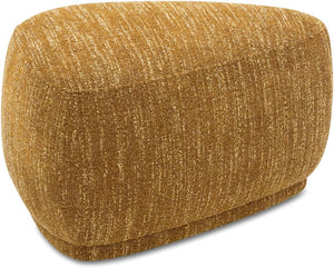Rounded Triangle Cocktail Ottoman – Mustard Yellow Tweed