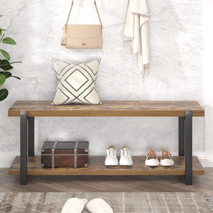 Entryway Bench with Shoe Storage, Industrial Style, 47"