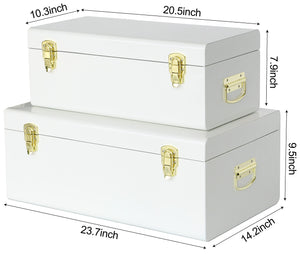 Metal Decorative Storage Trunk Set of 2 with Locking Clasps