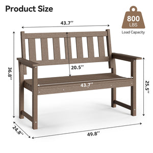 HDPE Outdoor Garden Bench – 2-Person Weatherproof Patio Bench