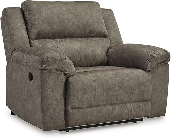 Grey Faux Leather Reclining Sofa