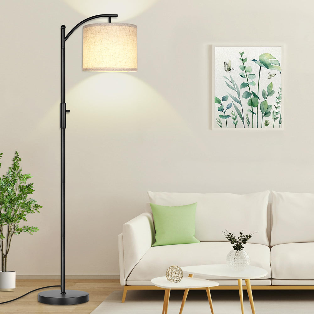 Dimmable Arc Floor Lamp with Linen Shade