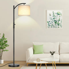 Dimmable Arc Floor Lamp with Linen Shade